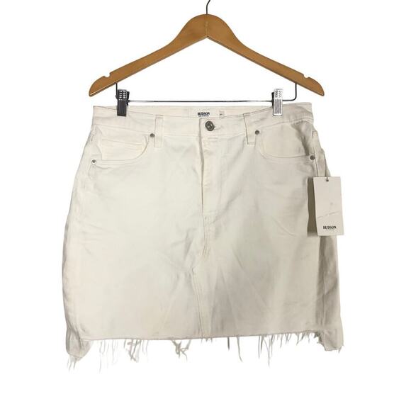 Hudson The Viper Jean Skirt Denim High Rise Raw Hem Mini Spring White NWT 31 - Picture 5 of 13
